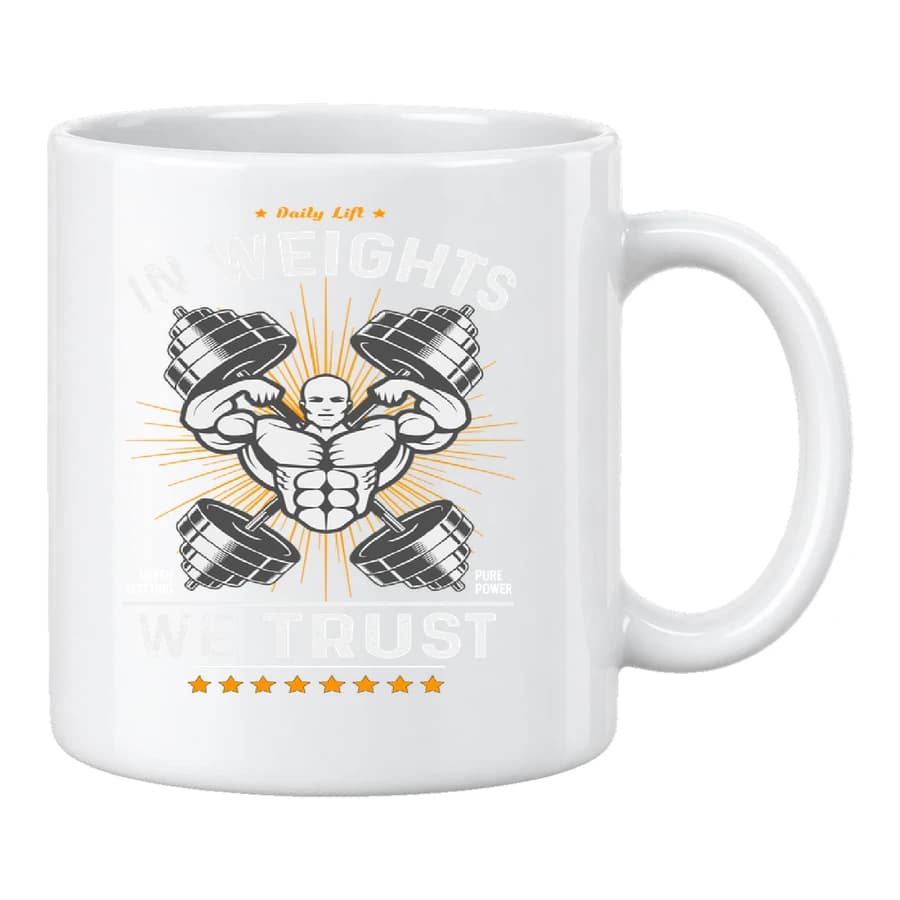 Mug — Fitness · Force et discipline — Devant — Blanc